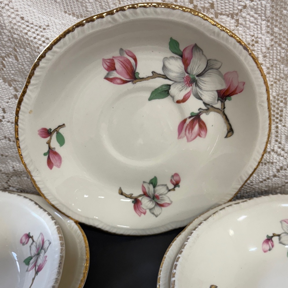 Homer Laughlin Dogwood (Liberty) Fruit/Dessert Bowls and saucers - Picture 3 of 6